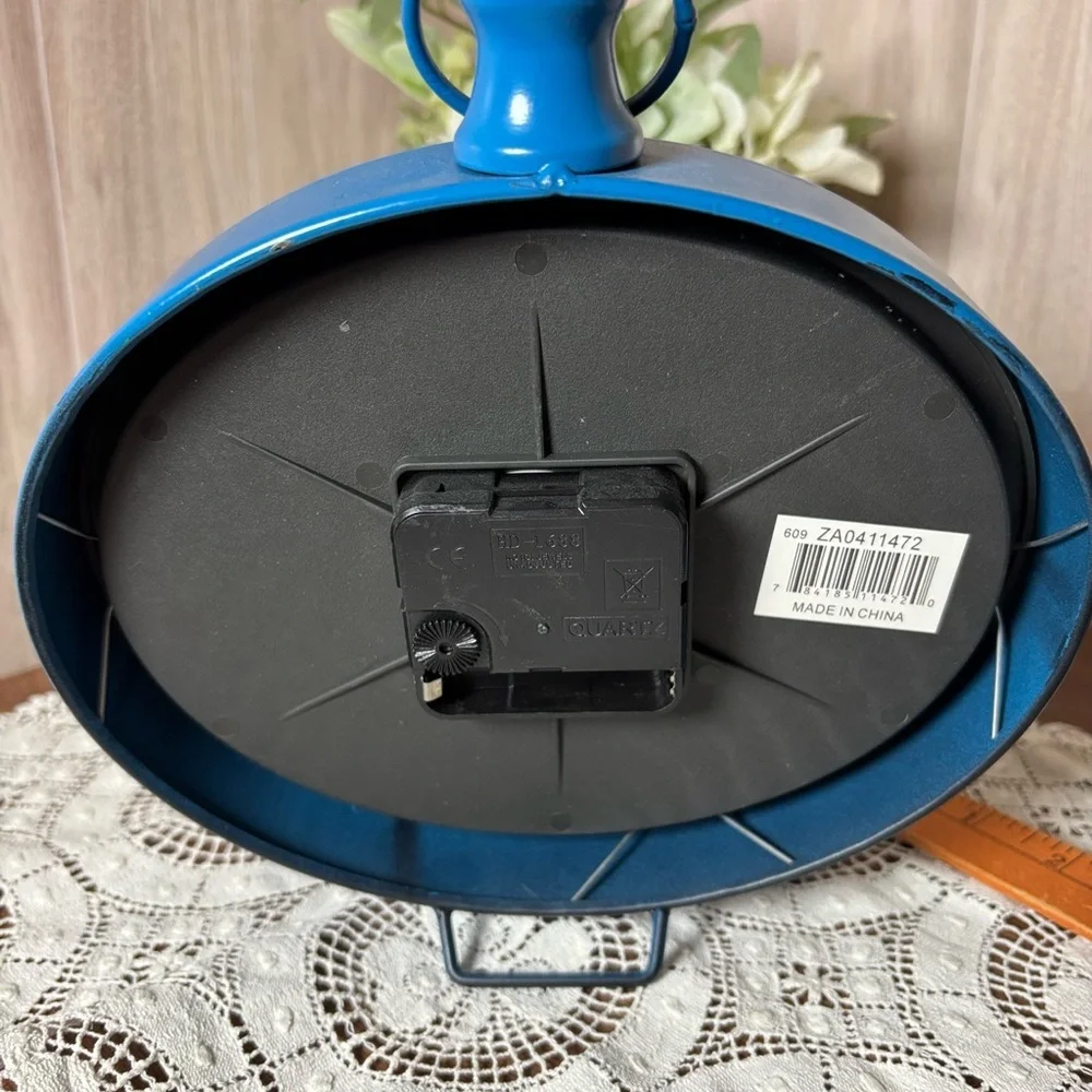 Cafe De Paris Blue Vintage Style Oval Standing Table Clock